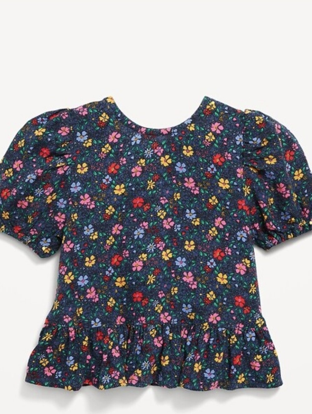 Short-Sleeve Crepe Ruffle-Hem Top for Toddler Girls Size 12 - 18 Mos New